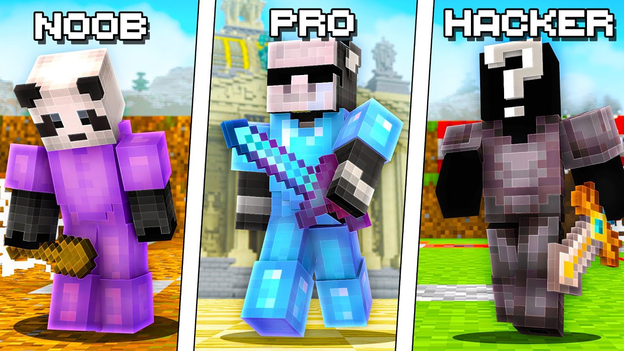 NOOB vs PRO vs HACKER w MINECRAFT!