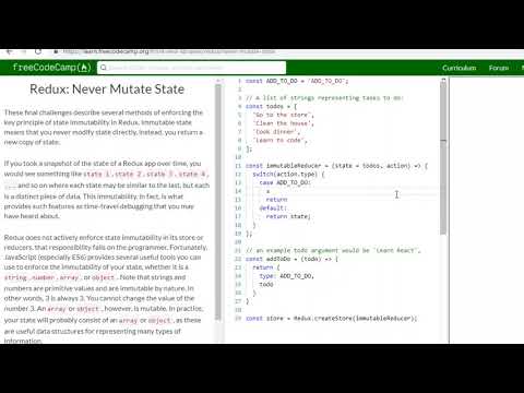 FCC: Redux: Never Mutate State (14)