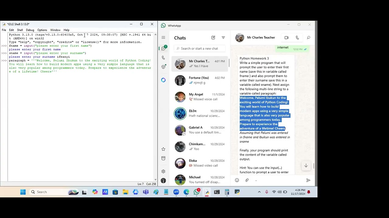 Ugo learning about String Processing, Splitting  ]] 17.11.2024