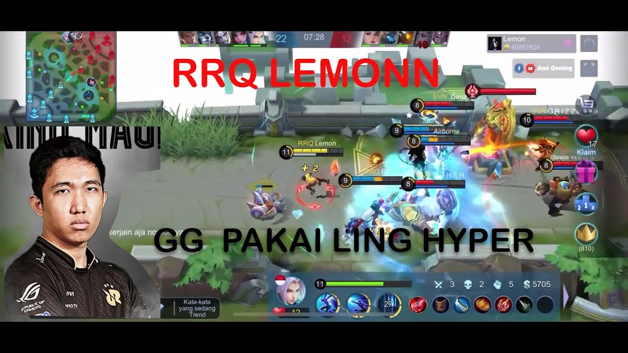 RRQ HOSHI LEMON   LING HYPER CARRY BUILD ROAM GG BANGAT MAINNYA SIH ALIEN INI FULL TEAM RRQ HOSHI