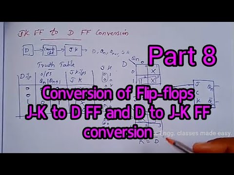 J-K FF to D FF and D FF to J-K FF conversion, sequential switching ...