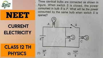 Three identical bulbs are connected as shown in figure.  When switch S is closed, the power consumed