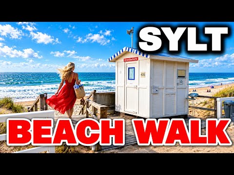 Strand von Westerland Sylt 🇩🇪 4K UHD virtual walking Deutschland