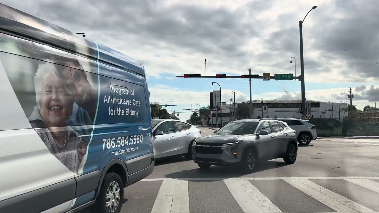 Driving from Miami Shores to Miami Beach(North Beach) via 79th Street Causeway