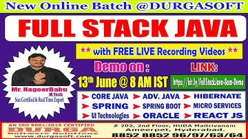 Full Stack Java Online Training @ DURGASOFT