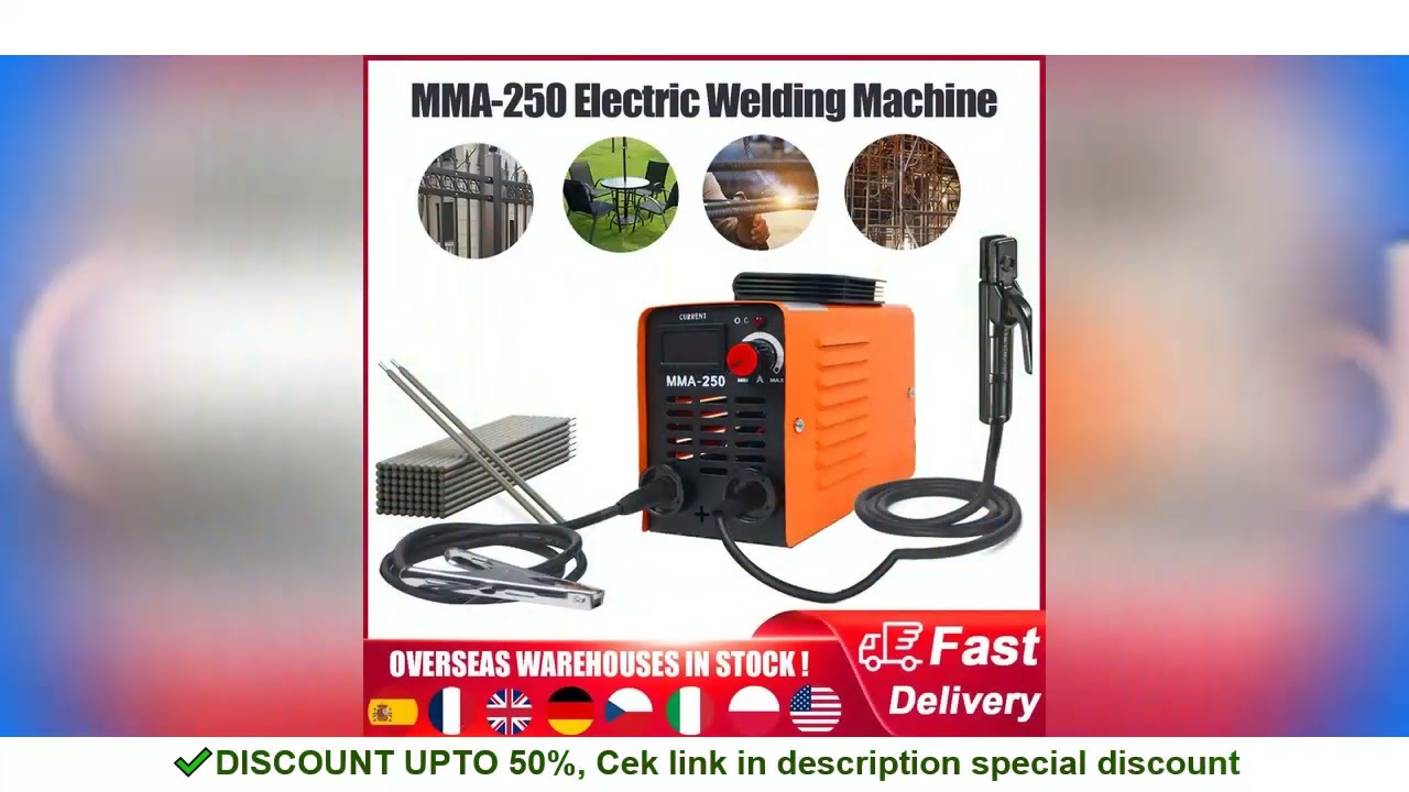 MMA-250 Portable Welding Machine Inverter Arc Electric Welder Current Adjustable Compact Welding Mac