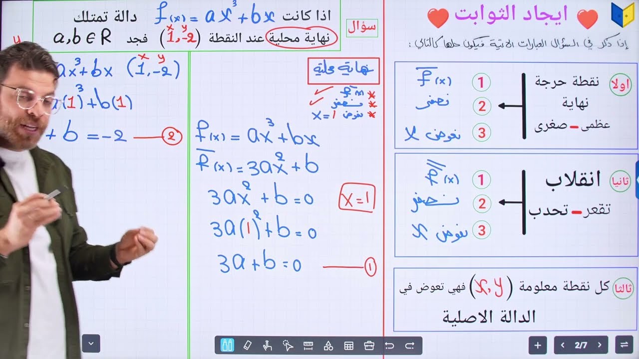 الفصل الثالث | التفاضل 29  | موضوع ايجاد الثوابت | رياضيات السادس العلمي 