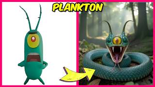 Sponge Bob Movie Characters As Snakes Their Favorite Things Spongebob, Plankton, Patrick