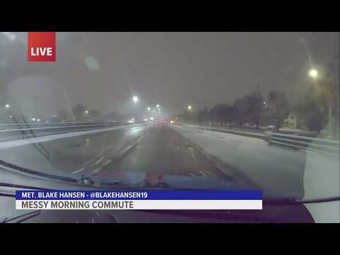 Overnight snowfall causing messy morning commute - YouTube