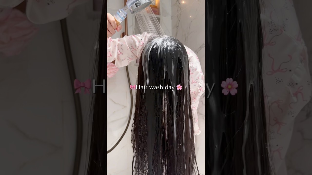 Hair wash day ASMR ??? #cleangirl #haircare #asmr #shampoo #routines #haircareroutine #hairwash