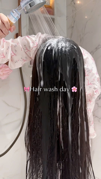 Hair wash day ASMR 🌸🫧💫 #cleangirl #haircare #asmr #shampoo #routines #haircareroutine #hairwash