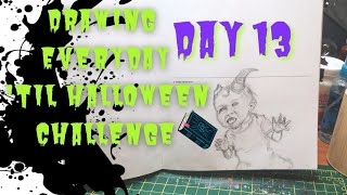 Day 13 Drawing Everyday until Halloween Challenge || prompt 96: baby monster || 642 Things to Draw