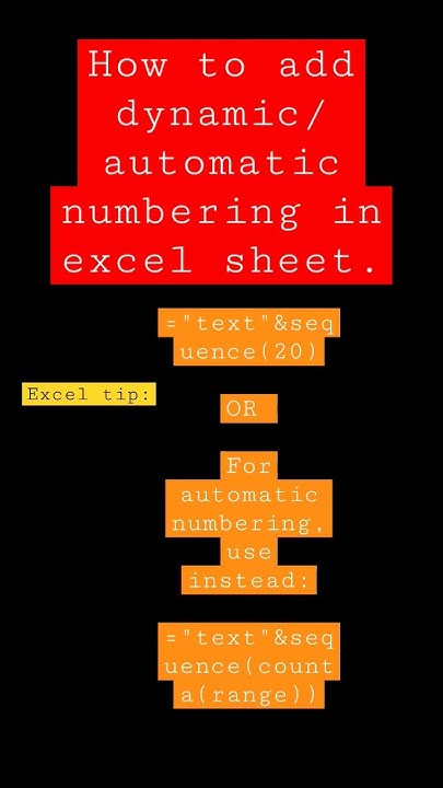 Adding automatic sequence numbers to rows in excel :Excel tips and ...