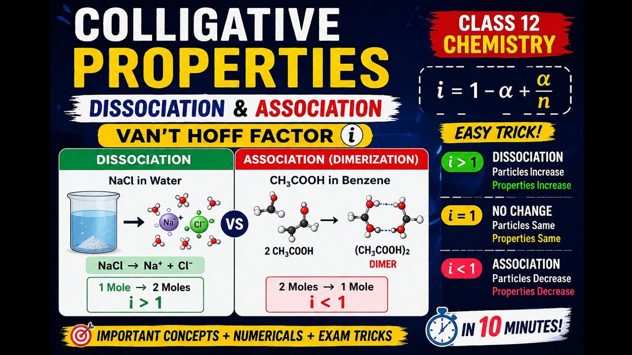 [In English] Class 12 Chemistry: Van’t Hoff Factor, Dissociation ...