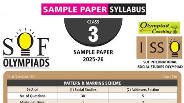 Class 3 ISSO Sample Paper 2025-26 / International Social Studies Olympiad Class 3 / isso olympiad 