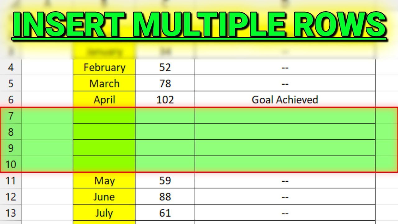 How to Insert Multiple Rows in Excel - YouTube