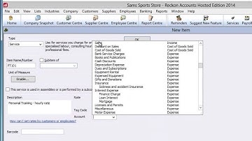 How to Create a Service Item in Reckon Accounts HD