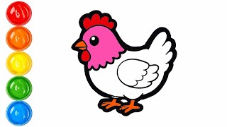 Colorful Hen Coloring Page | Fun Animal Coloring for Children