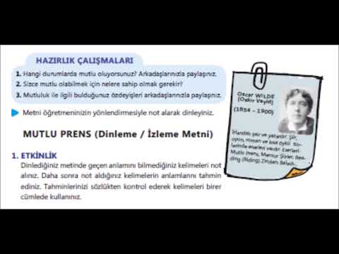 6. Sınıf Türkçe Dersi Mutlu Prens Dinleme İzleme Metni