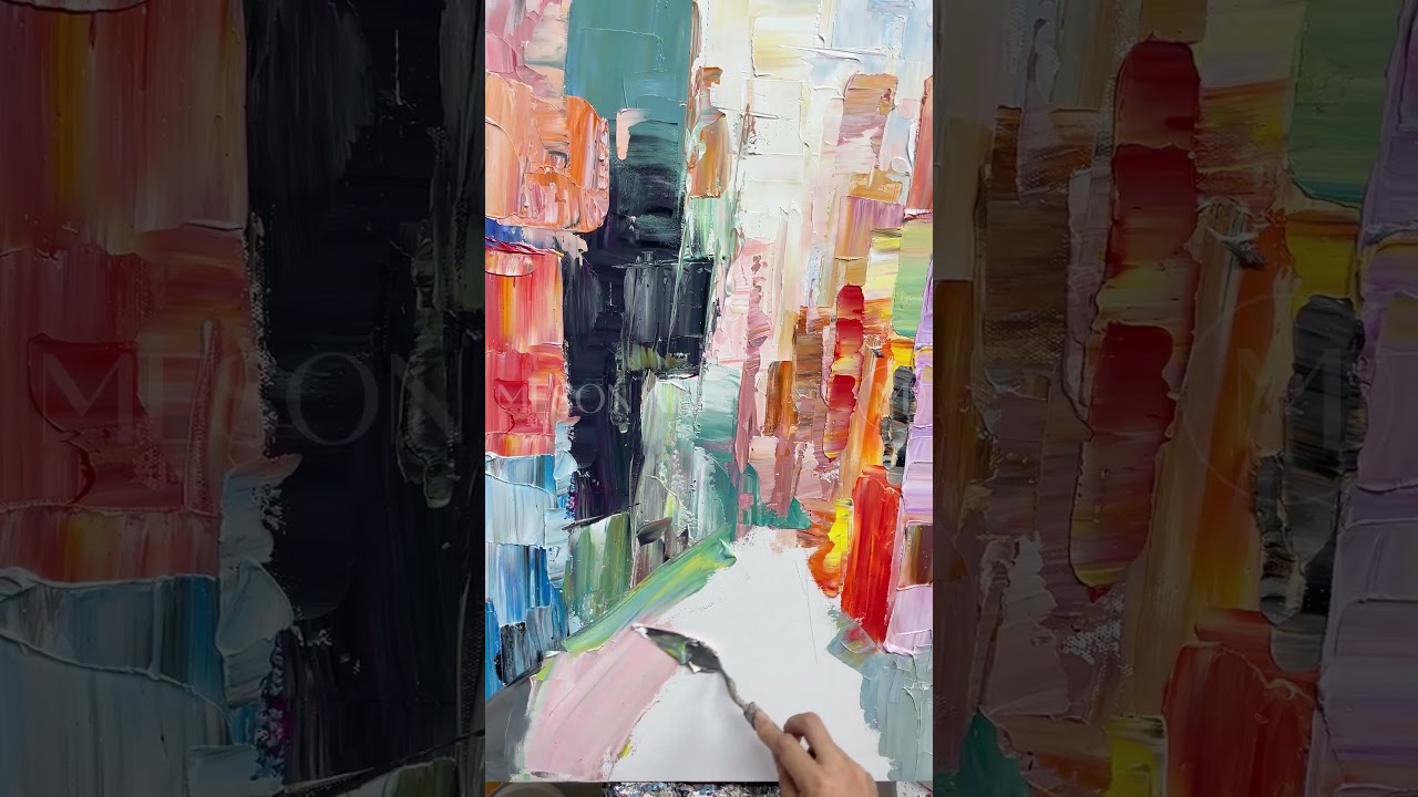 Large Modern City Abstract Oil Painting Modern City Abstract Texture Canvas Art for Sale