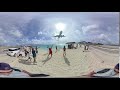 KLM jet landing at Maho Beach St. Maarten in 360