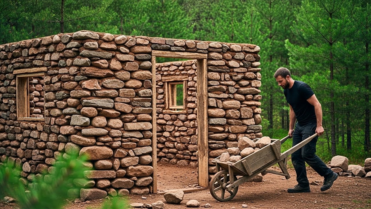 I Built a House From Free Scrap Materials in the Forest - YouTube
