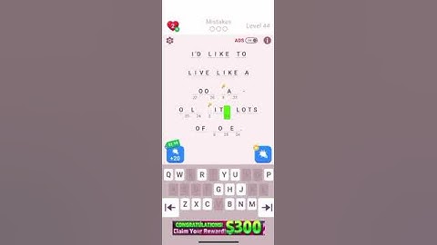 Solving level 44 on cryptogram