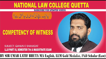 QSO ARTICLE 3 COMPETENCY OF WITNESS, WHO MAY TESTIFY