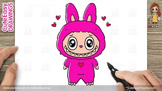 how to draw a cute labubu doll the monsters doll simple easy for kids