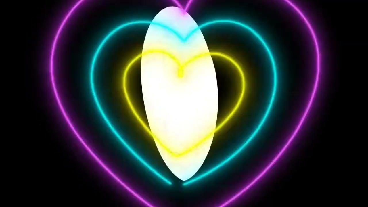 Neon 3d Heart lights Tunnel HD animated background.