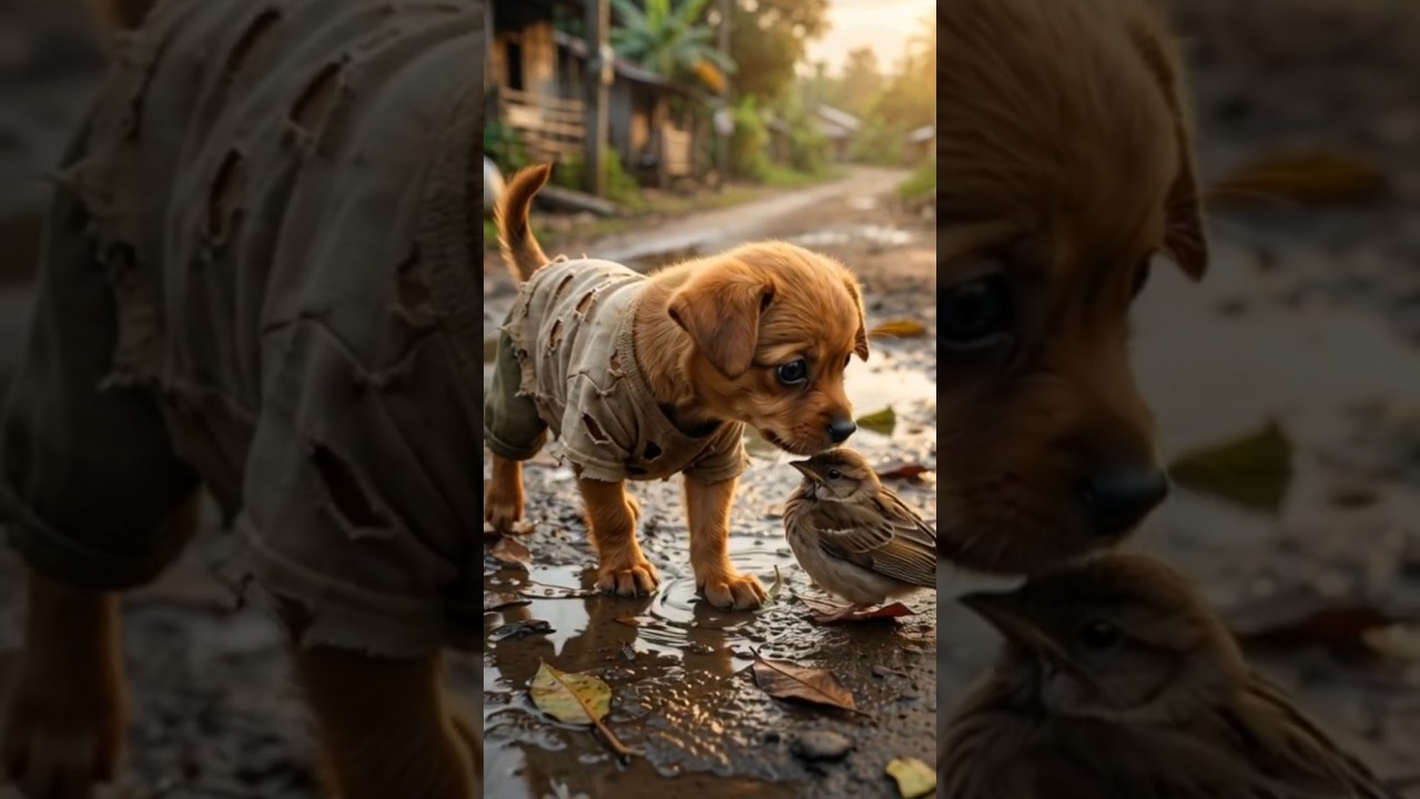 “Poor Brown Puppy Saves an Injured Bird 🐶🐦 | Emotional Animal Story”