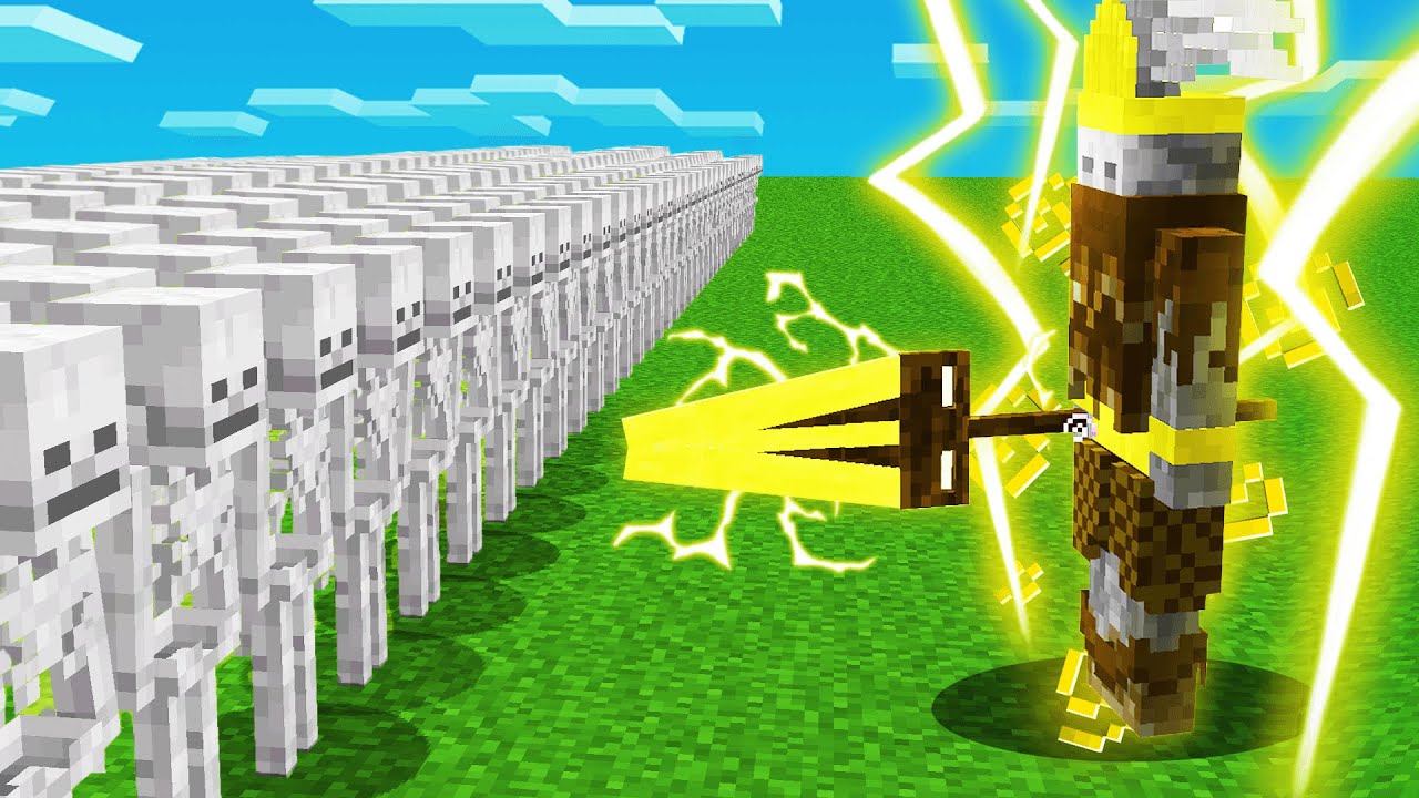 1000 SKELETONS vs LIGHTNING KING (Minecraft Mob Battle)