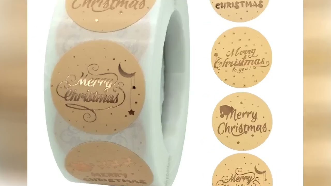 Merry Christmas Stickers Gold Stamping Christmas Label For Child Gift Decor Shop Product Packaging S