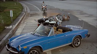 '75 Fiat 124 Sport Spider causes CHiPs wipe-out