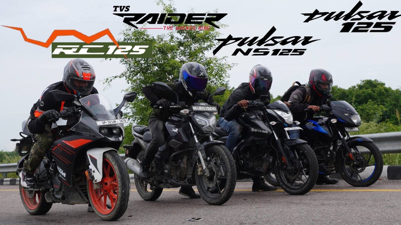 TVS Raider 125 vs Pulsar 125 vs Pulsar NS125 vs KTM RC125 Drag Race