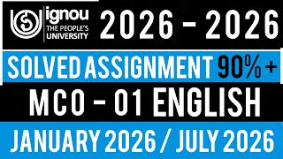 MCO 01 SOLVED ASSIGNMENT 2026 | MCO 001 SOLVED ASSIGNMENT 2026 IN ENGLISH| MCO 01