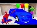 Slime Baff Vs Car! Learn Colors W Spiderman & Finger Family Nursery Rhymes Song For Kids