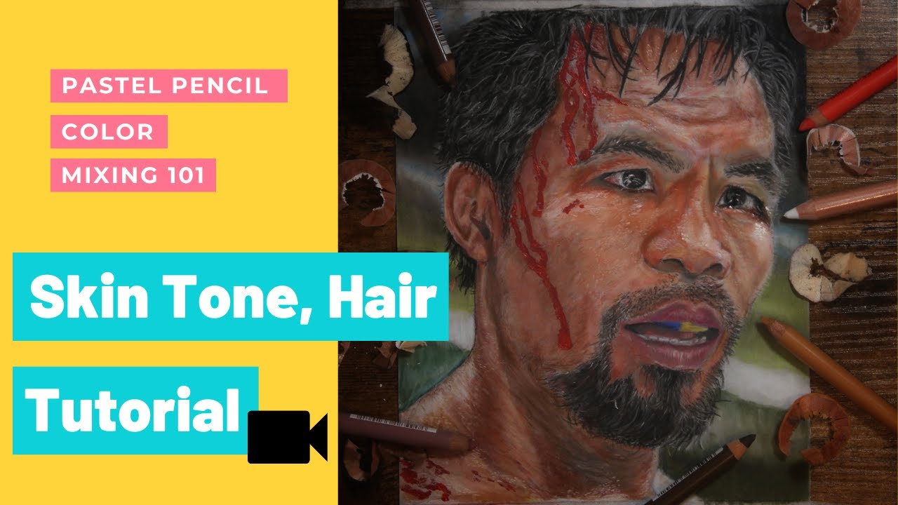 Pastel Pencil Color Mixing Tutorial | Skin Tone and Hair | Featuring Manny Pacquiao.