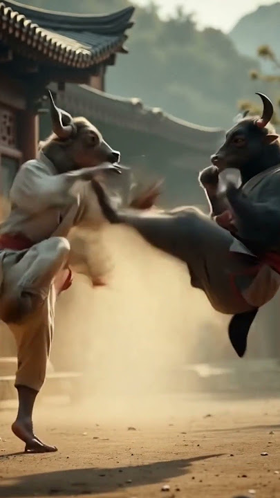 Karate Buffalo Vs Cow / Buffalo Fighting With Cow @Animal242cute #buffalo #cow #karate #kongfu