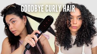 BYE BYE CURLS! Curly to Straight Hair Routine using the TYMO IONIC PLUS Straightening Brush