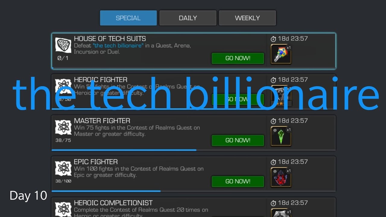 House Of Tech Suits | The Tech Billionaire | Side Quest | Marvel Contest Of Champions