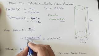 How to calculate Circle column Concrete || Circle  volume || cylinder formula || Construction Advise