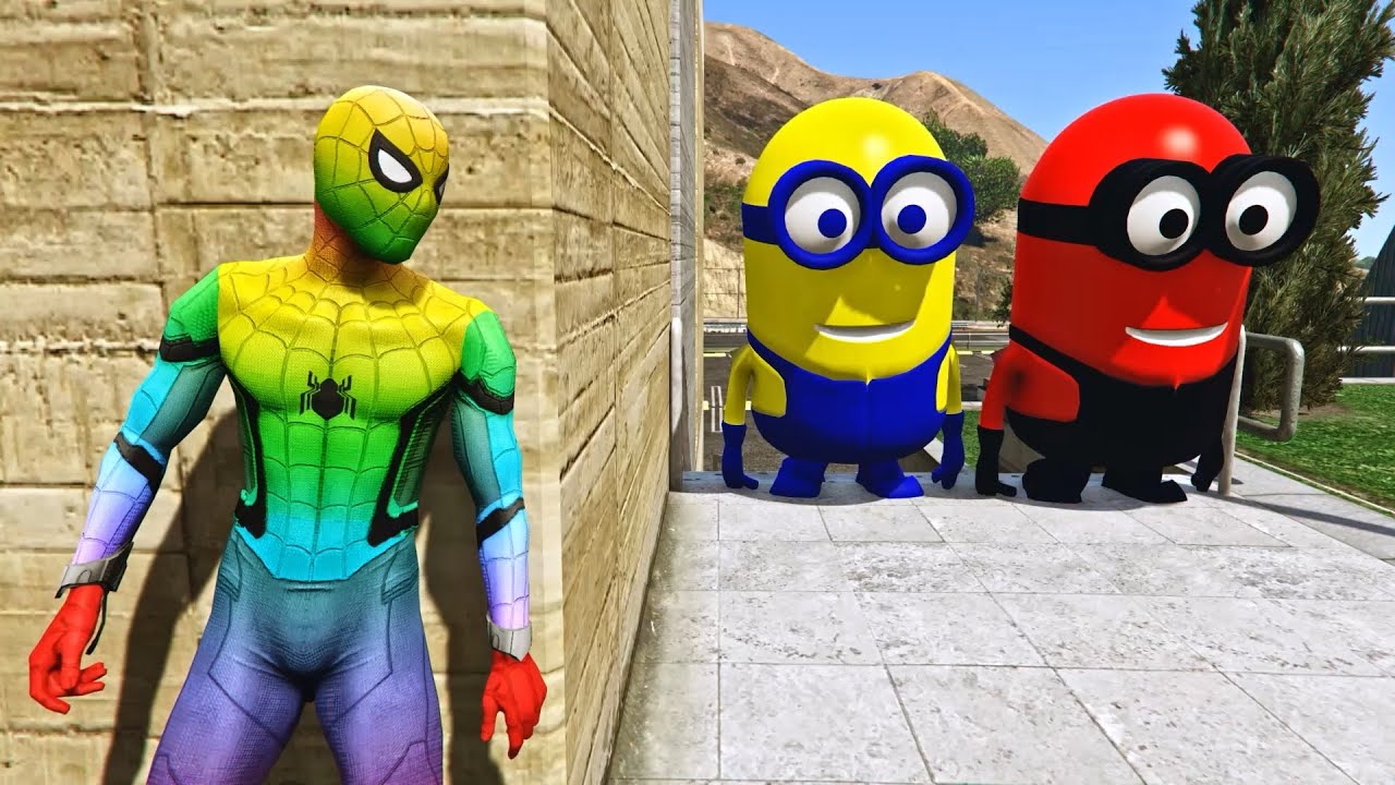 Spiderman vs Red Minion Funny Epic Ragdoll GTA 5 Eps.04