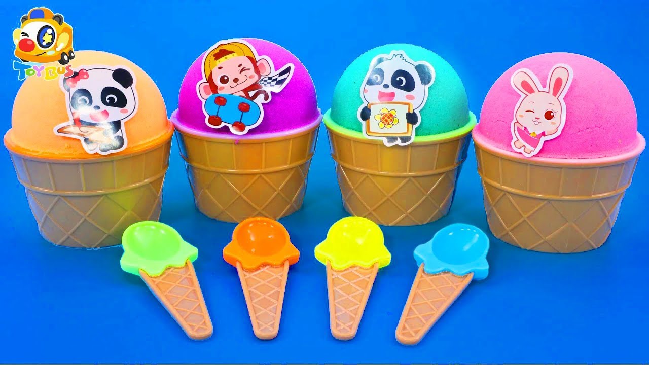 4 Color Sand in Surprise Cups Surprise Toys Ice Cream Cups
