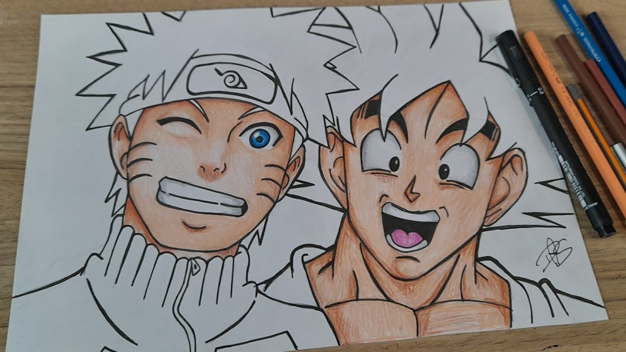 COMO DESENHAR NARUTO E GOKU PARTE 1 