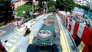 REAR VIEW FROM VOLVO FMX LOW LOADER. REVERSE AT JALAN CONLAY