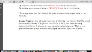 Unit 1 Lesson 10 Percent Error
