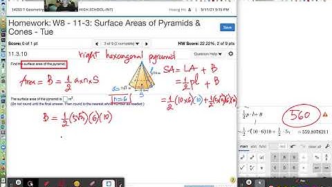 Geometry - 11-3: Surface Areas of Pyramids and Cones