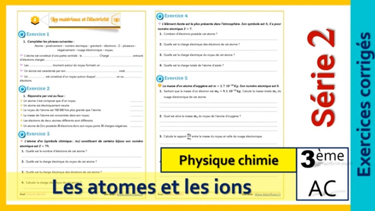 Les Ions En 3ème -- Exercices Corrigés www.youtube.com