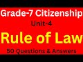 Grade 7 Citizenship Unit 4 The Rule Of Law 50 Exam Questions English Amharic